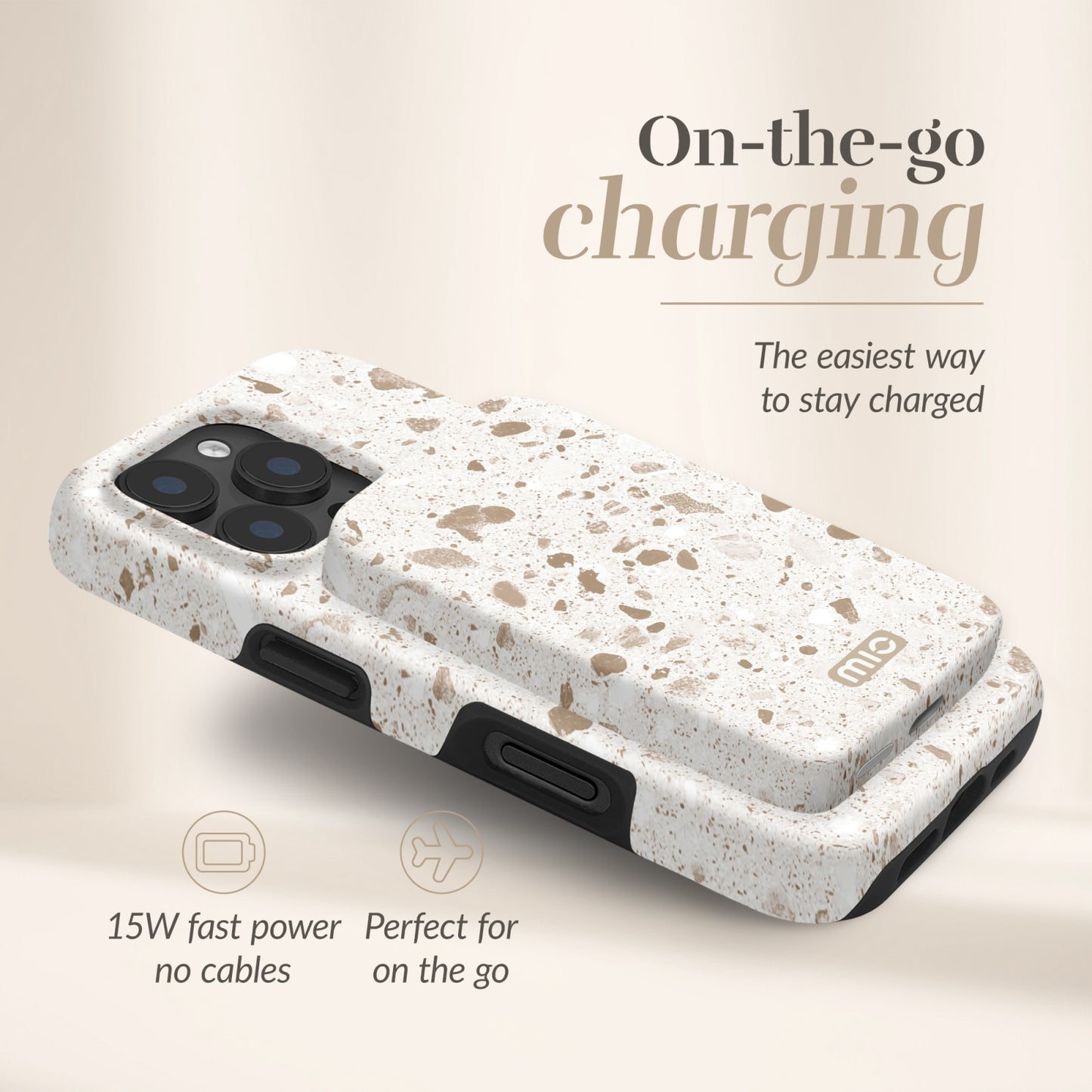 MIO Powerbank 5000mAh with Double sided Magsafe Compatibility Soft Terrazzo - Matt