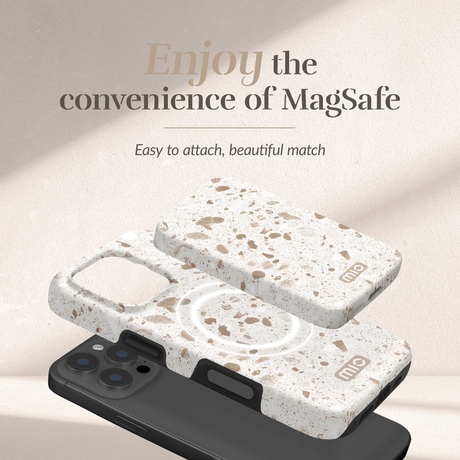 MIO Powerbank 5000mAh with Double sided Magsafe Compatibility Soft Terrazzo - Matt