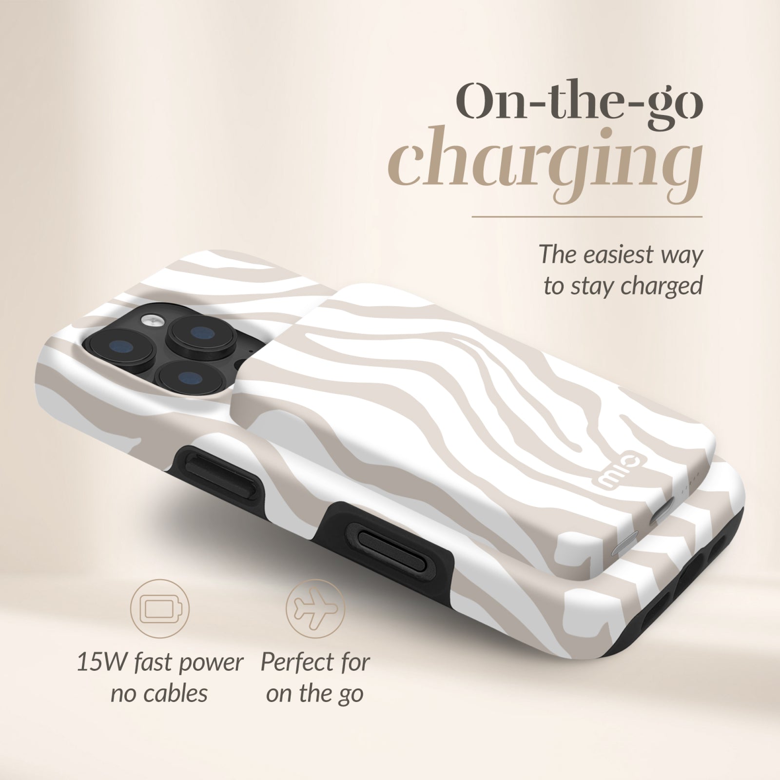 MIO Powerbank 5000mAh with Double sided Magsafe Compatibility Sandy Zebra - Matt