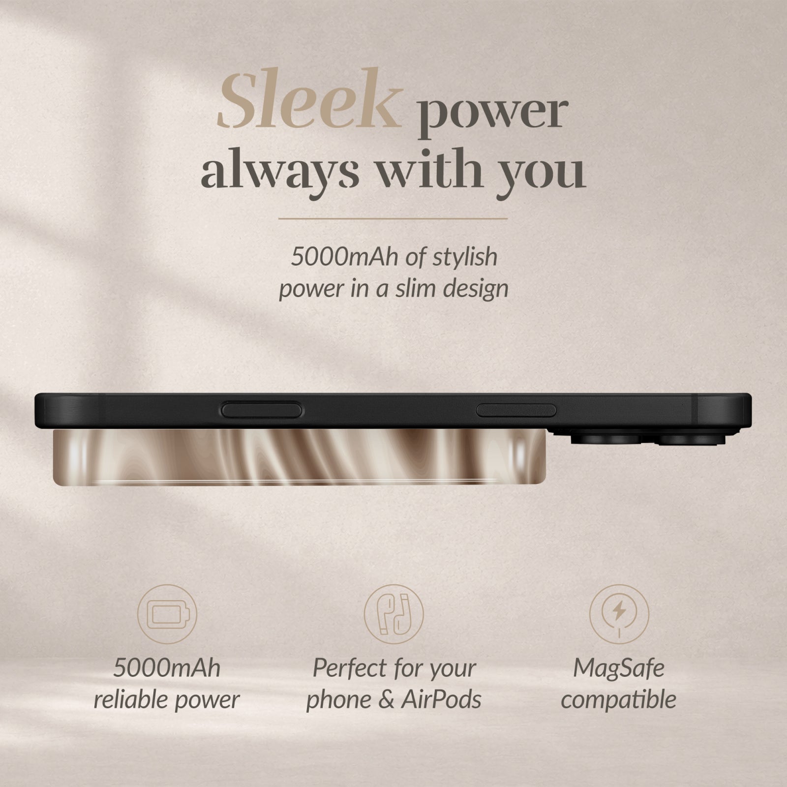 MIO Powerbank 5000mAh with Double sided Magsafe Compatibility Silky Dreams - Glossy