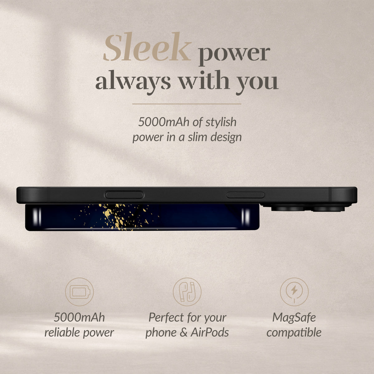 MIO Powerbank 5000mAh with Double sided Magsafe Compatibility Midnight Sparkle - Glossy