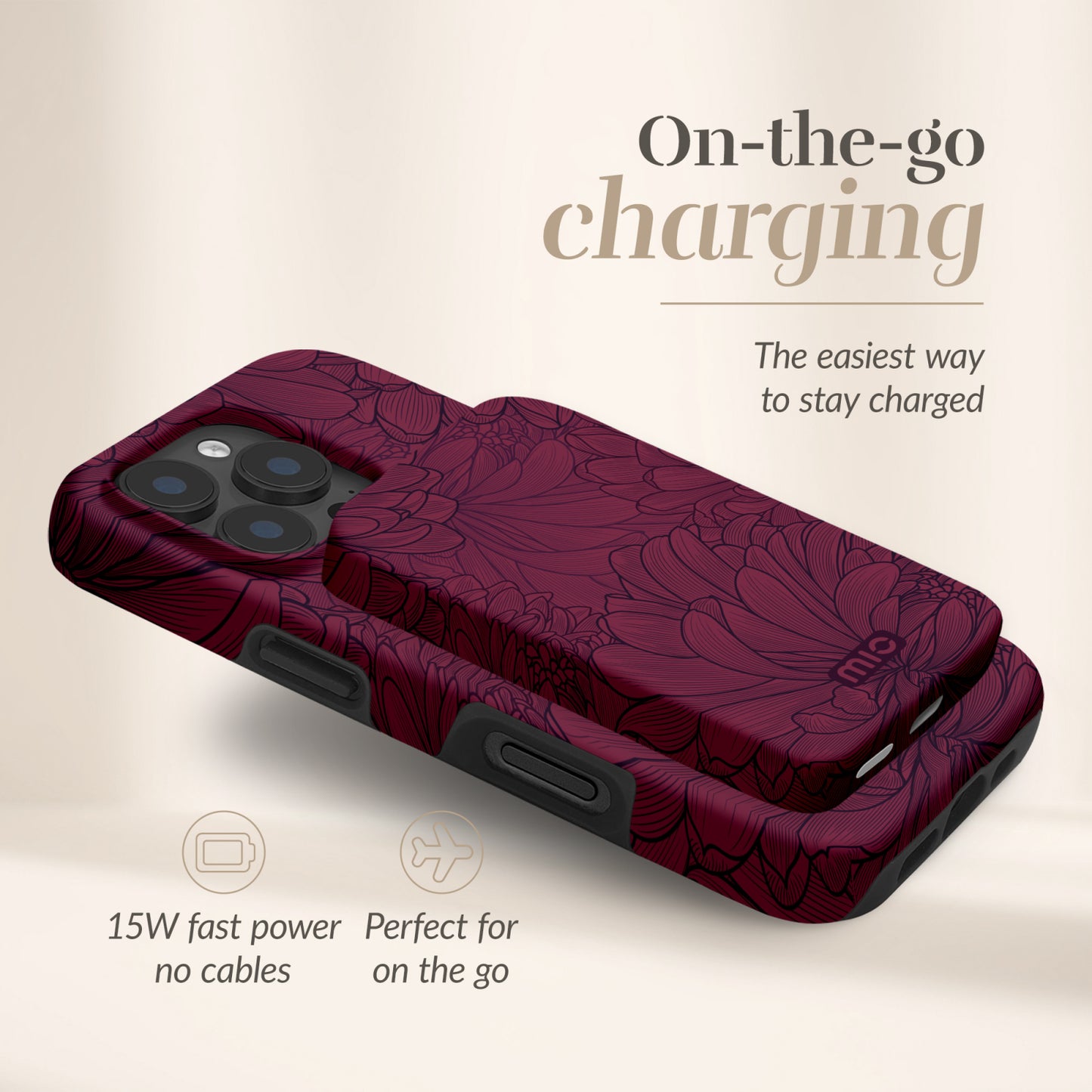 MIO Powerbank 5000mAh with Double sided Magsafe Compatibility Berry Blooms - Matt