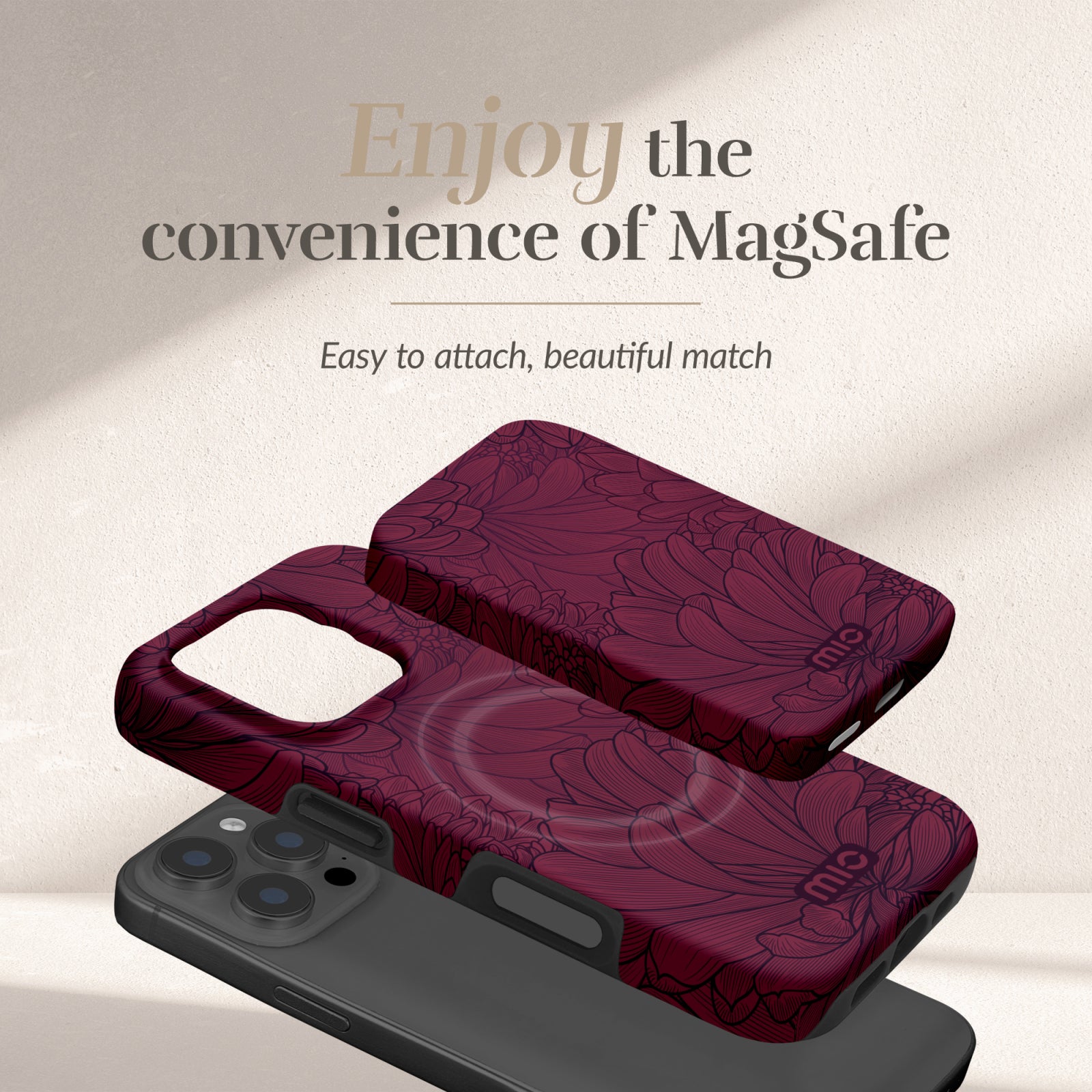 MIO Powerbank 5000mAh with Double sided Magsafe Compatibility Berry Blooms - Matt