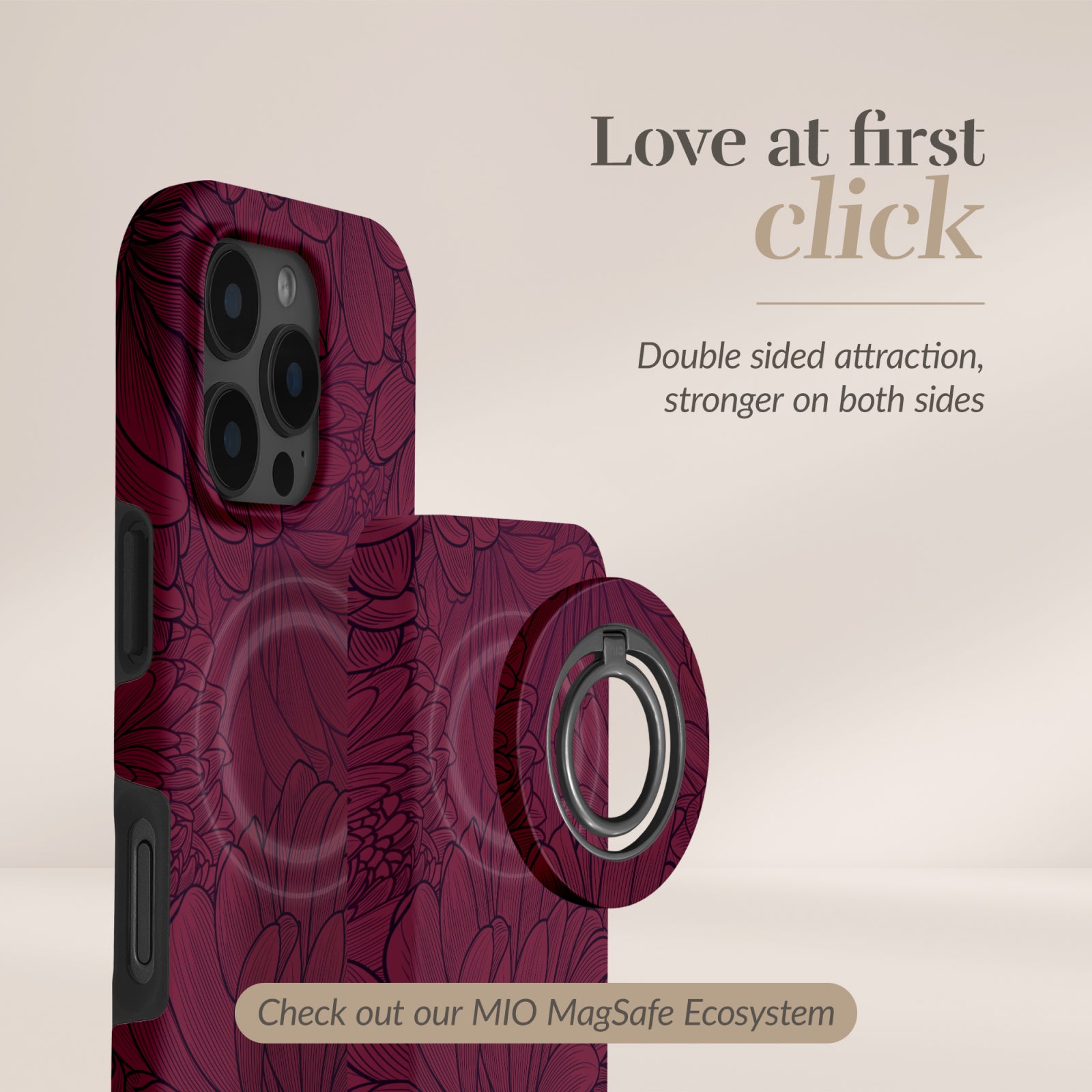 MIO Powerbank 5000mAh with Double sided Magsafe Compatibility Berry Blooms - Matt