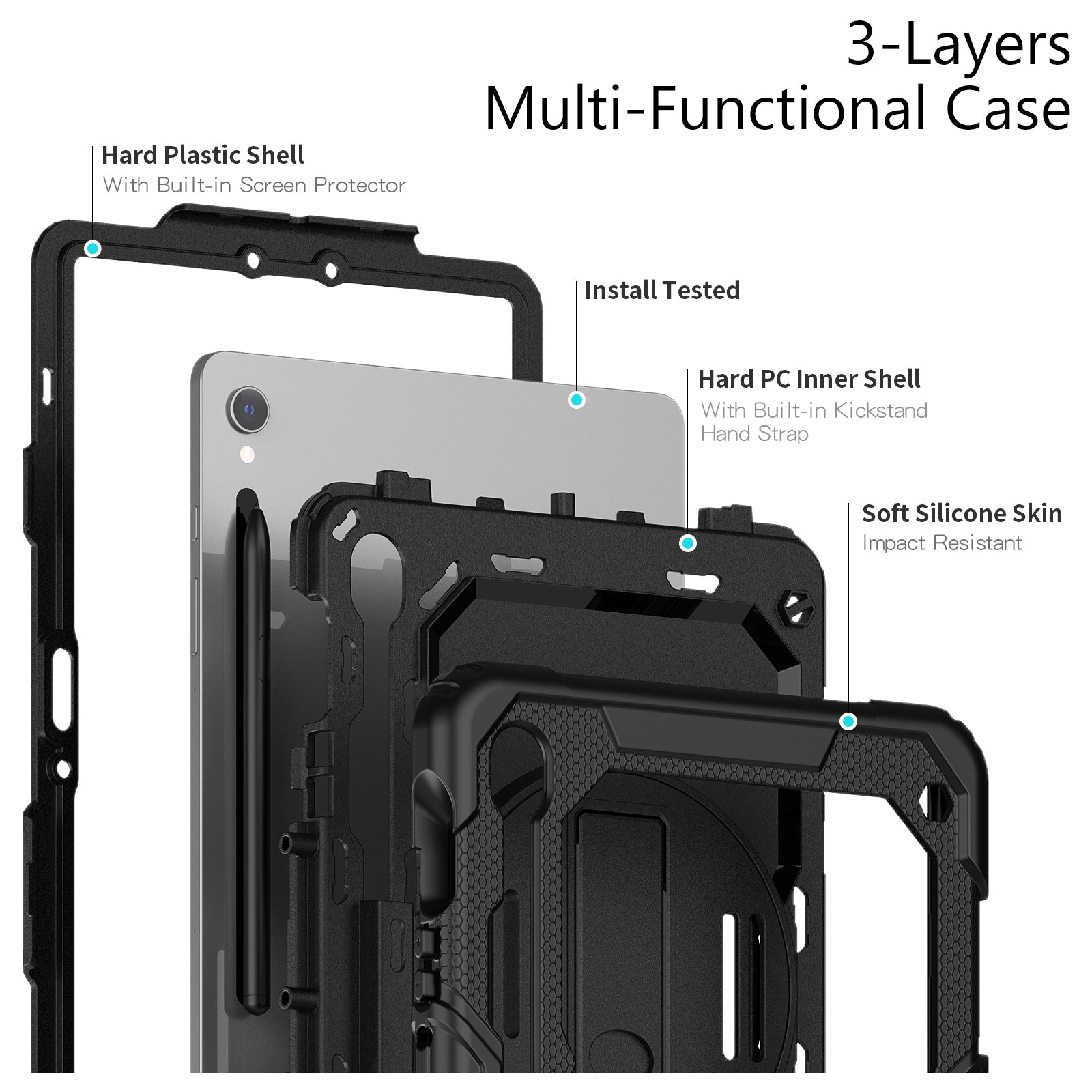 Xccess Survivor All-round Case Samsung Galaxy Tab S10 FE+ 13.1 Black (Screenless)