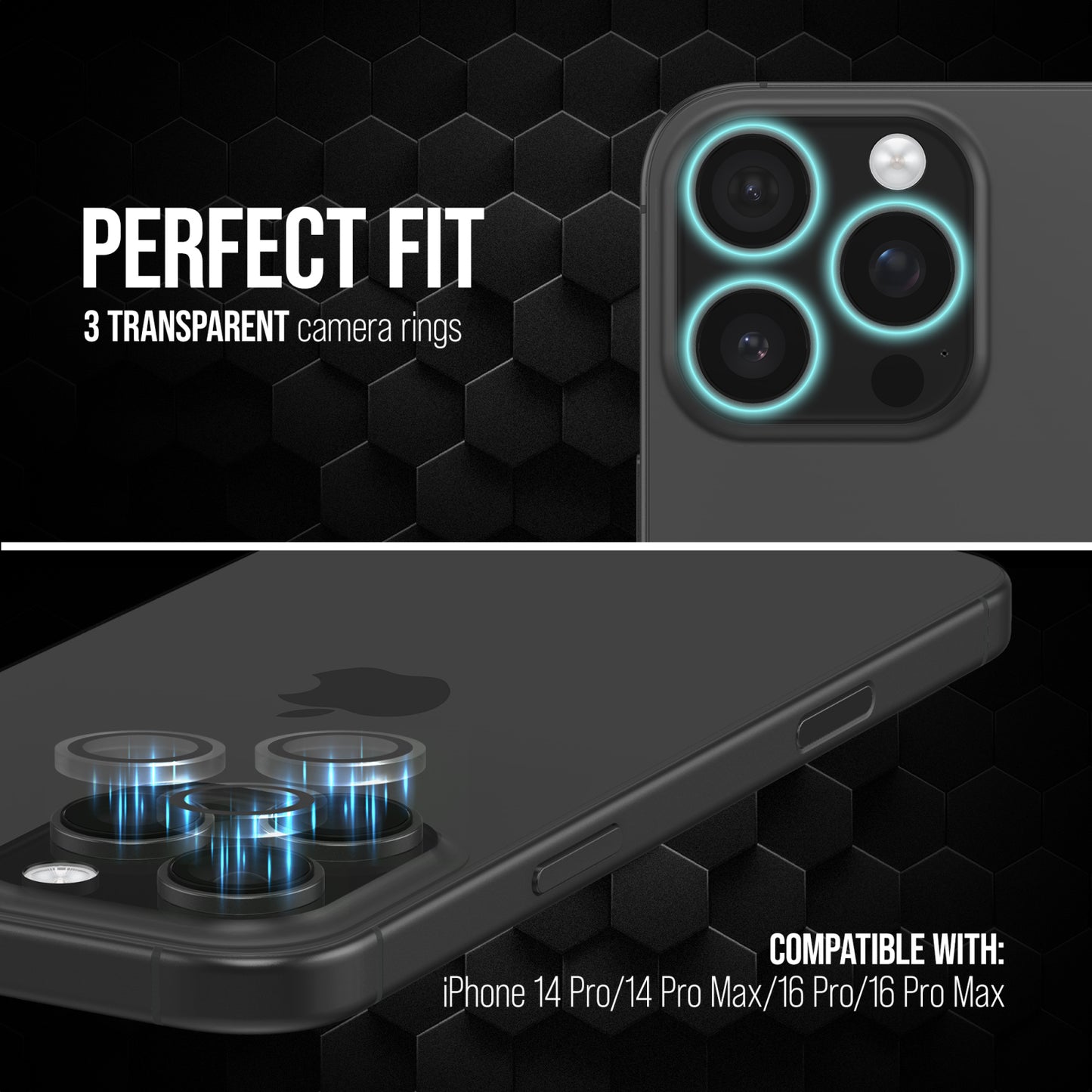 Striker Single Lens Glass Camera Protector - Transparent - Apple iPhone 14 Pro/14 Pro Max/16 Pro/16 Pro Max