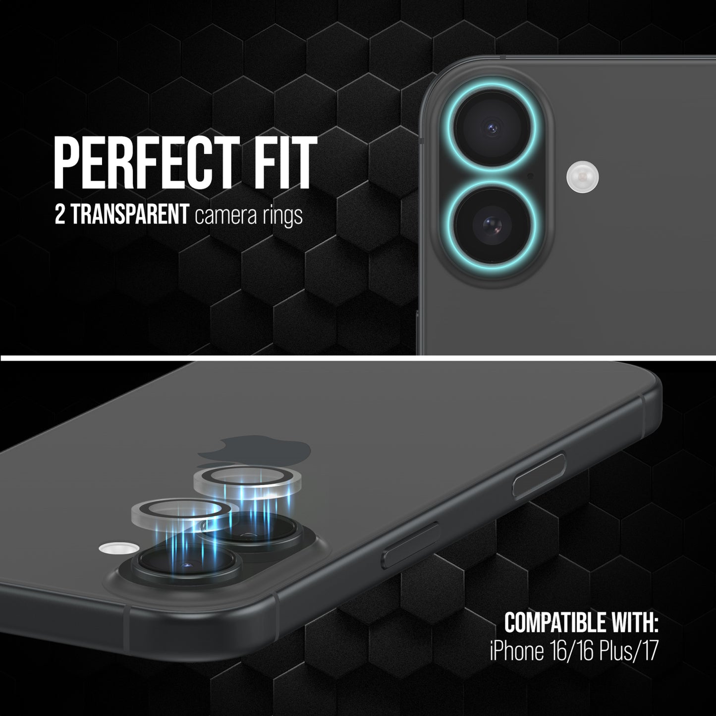 Striker Single Lens Glass Camera Protector - Transparent - Apple iPhone 16/16 Plus/17