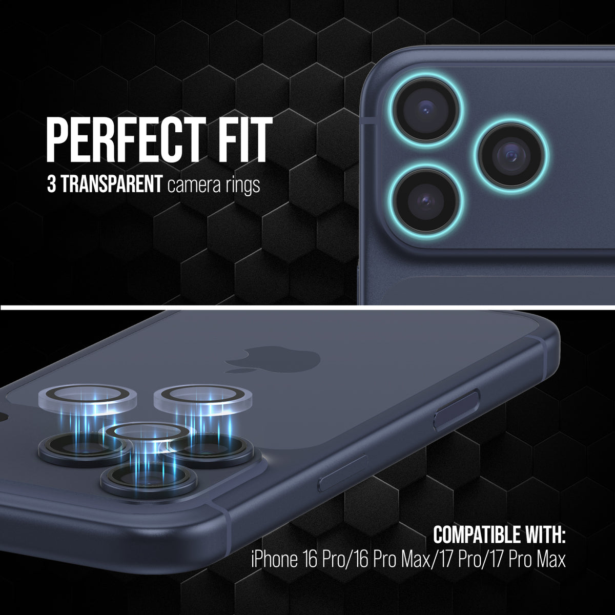 Striker Single Lens Glass Camera Protector - Transparent - Apple iPhone 16 Pro/16 Pro Max/17 Pro/17 Pro Max