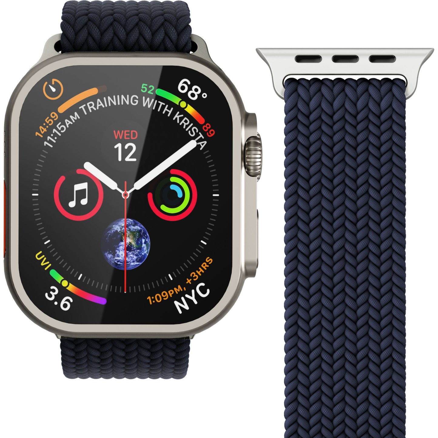 Vonmählen Woven Loop For Apple Watch 44 - 45 - 46 - 49mm One Size Silver/Navy