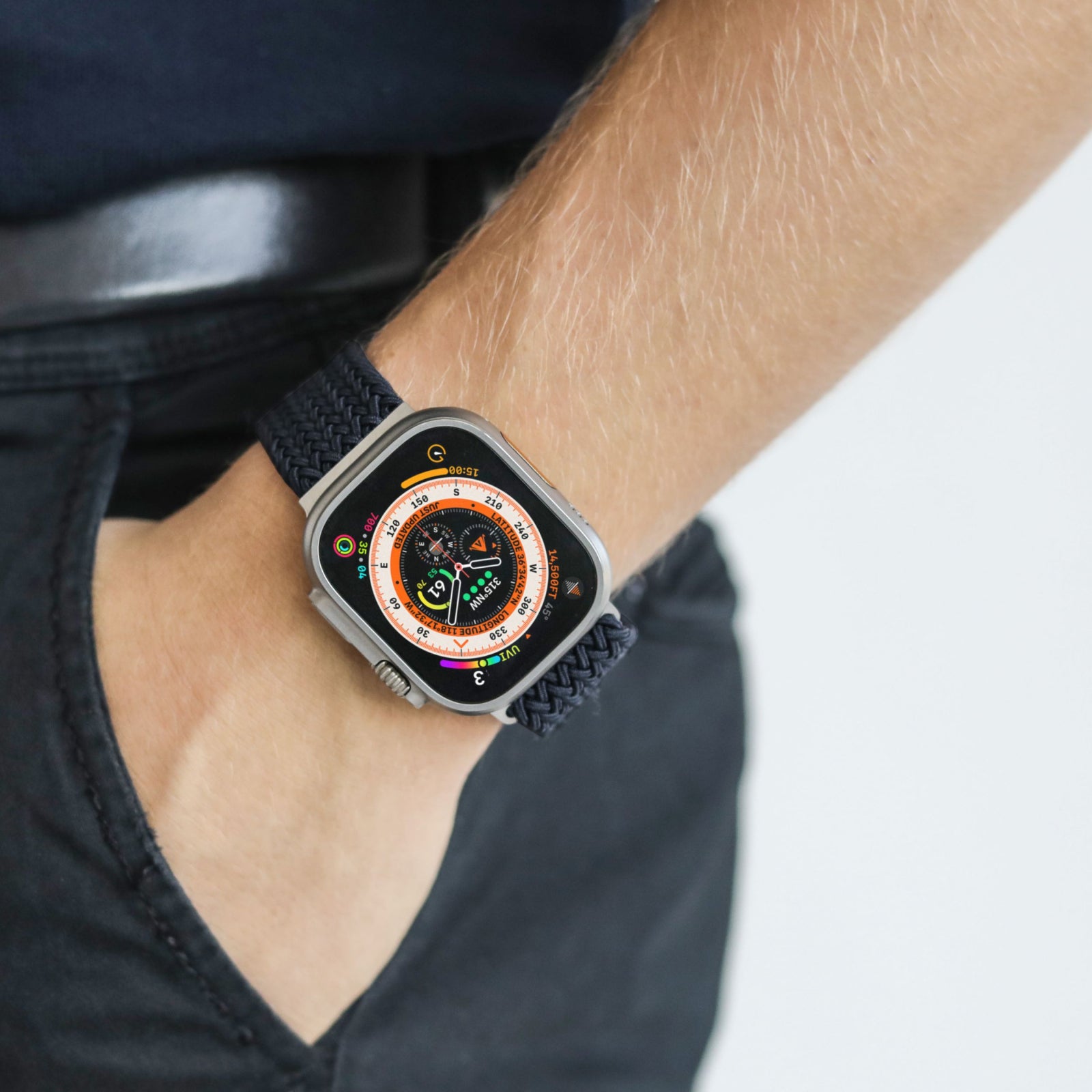 Vonmählen Woven Loop For Apple Watch 44 - 45 - 46 - 49mm One Size Silver/Navy