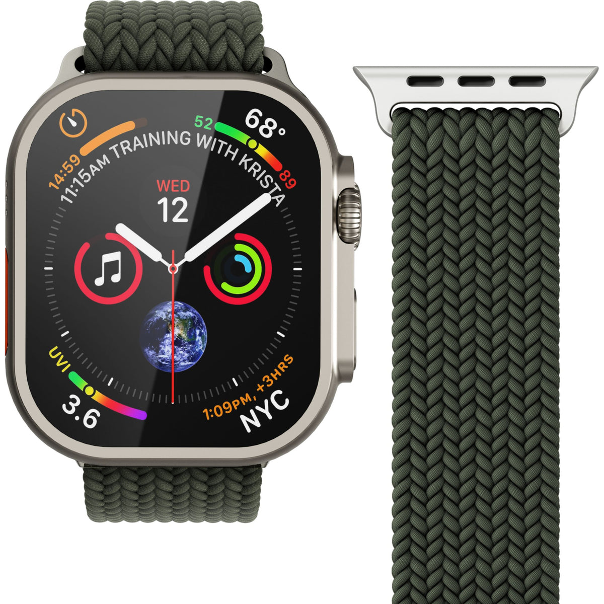 Vonmählen Woven Loop For Apple Watch 44 - 45 - 46 - 49mm One Size Silver/Olive