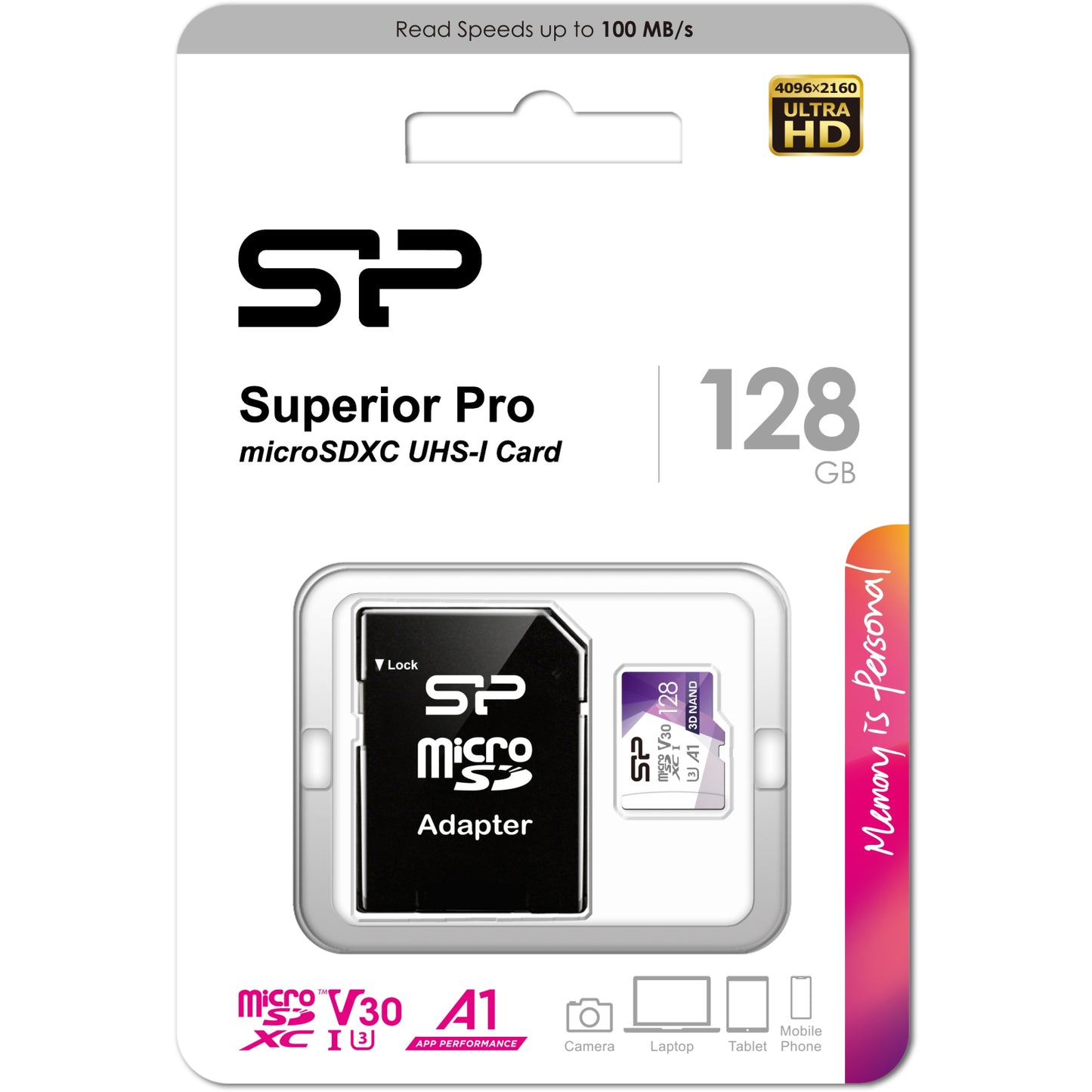 Silicon Power Superior Pro Micro SDHC incl. SD Adapter 128GB UHS-1 U3 A1 V30 Class 10 Color