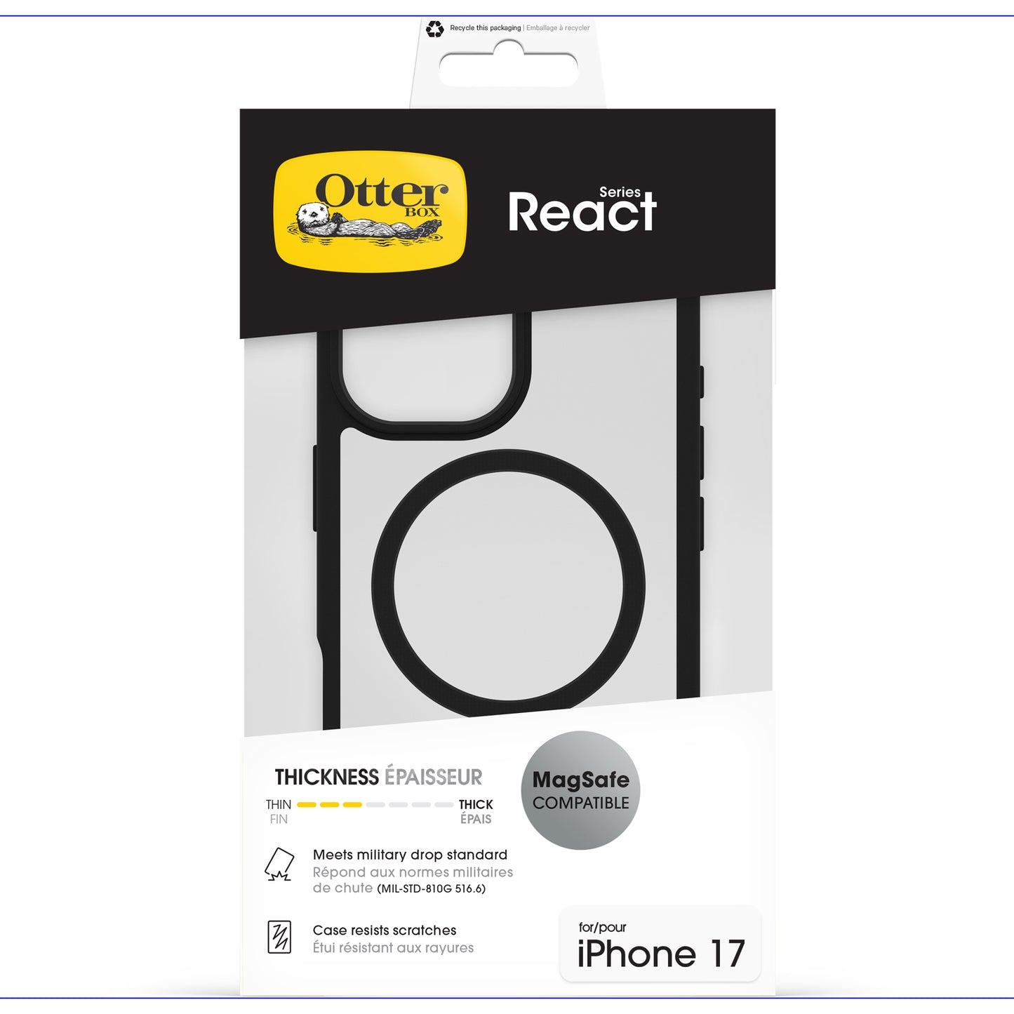 OtterBox React MagSafe Series Apple iPhone 17 Clear/Black