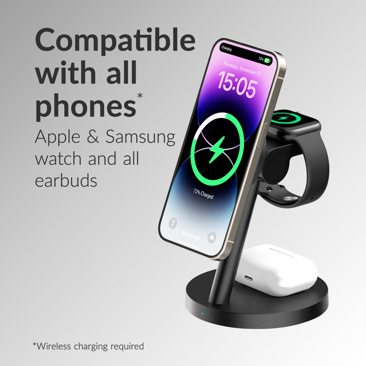 Mobilize 3in1 Charger Station MagSafe Compatible 25W Qi2.2 Black