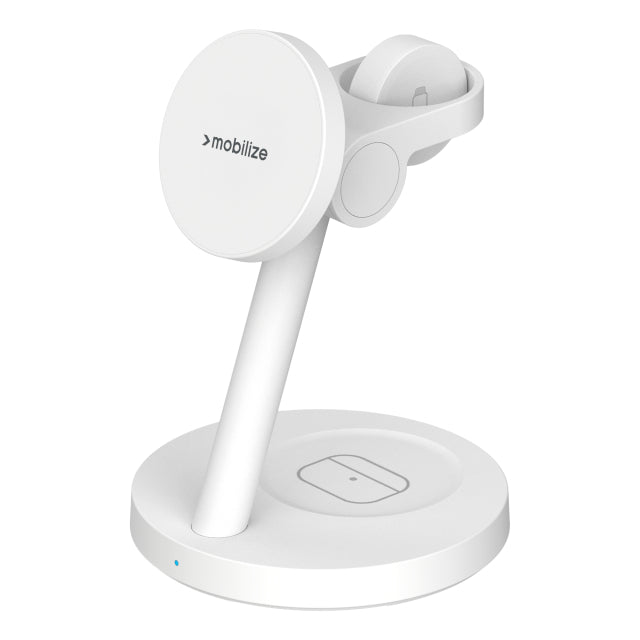Station de chargement 3 en 1 Mobilize Compatible MagSafe 25 W Qi2.2 Blanc