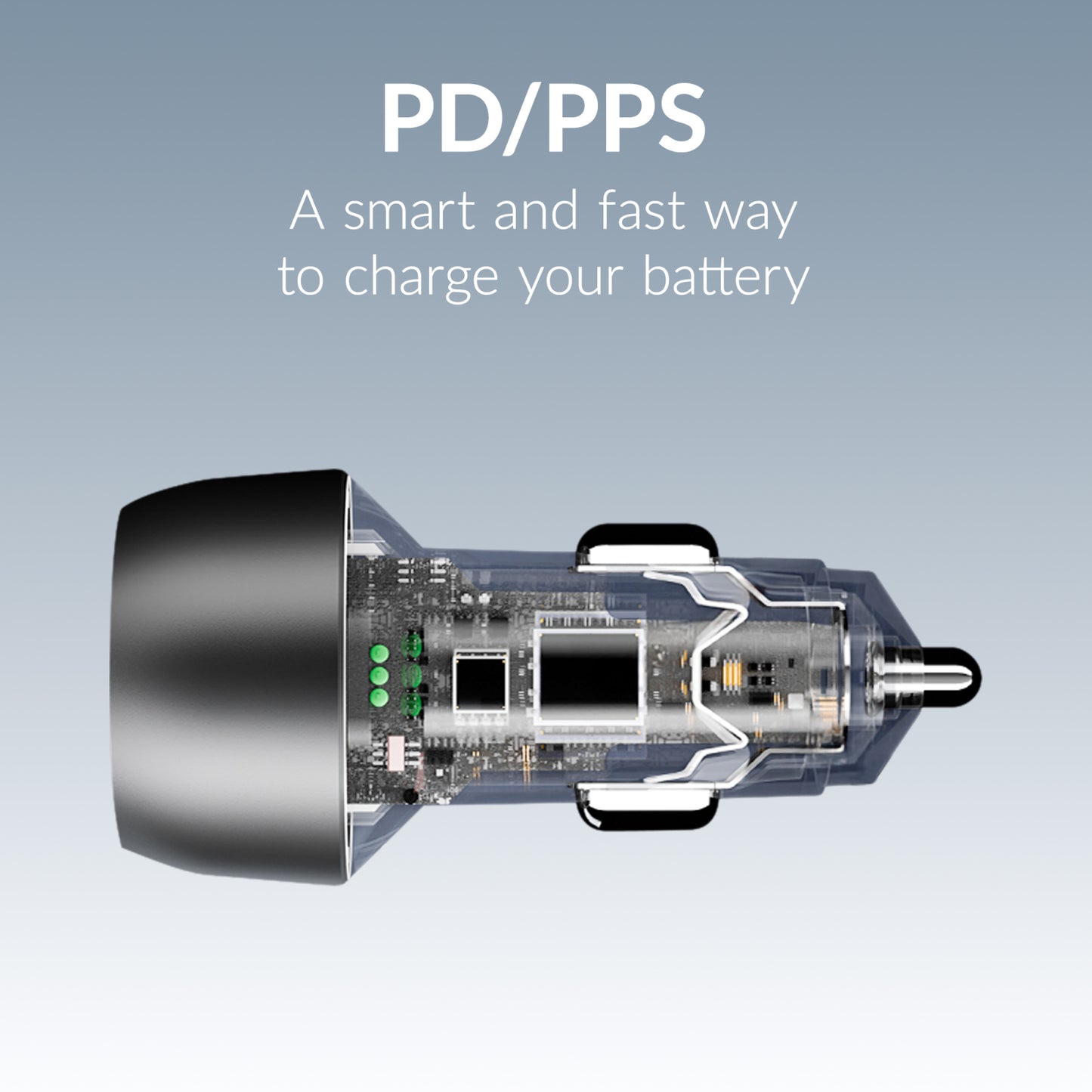 Mobilize Car Charger USB + USB-C 48W with PD/PPS and QC Black