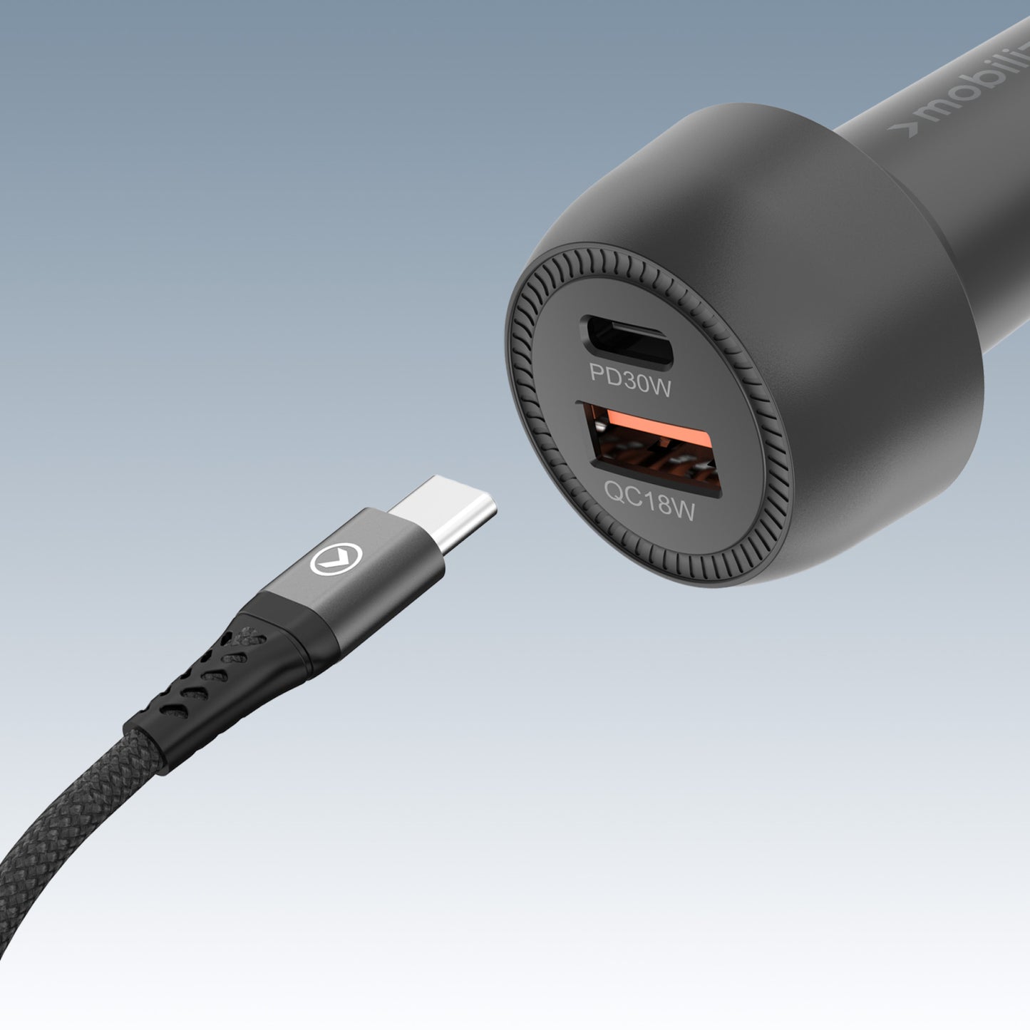 Mobilize Car Charger USB + USB-C 48W with PD/PPS and QC Black