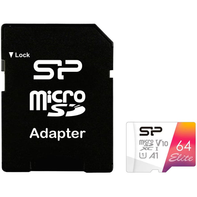 Silicon Power Elite Micro SDXC incl. SD Adapter 64GB UHS-1 A1 V10 Class 10 Color