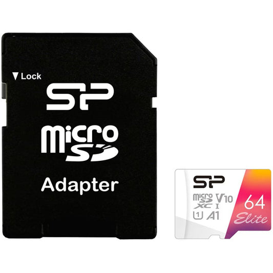 Silicon Power Elite Micro SDXC incl. SD Adapter 64GB UHS-1 A1 V10 Class 10 Color