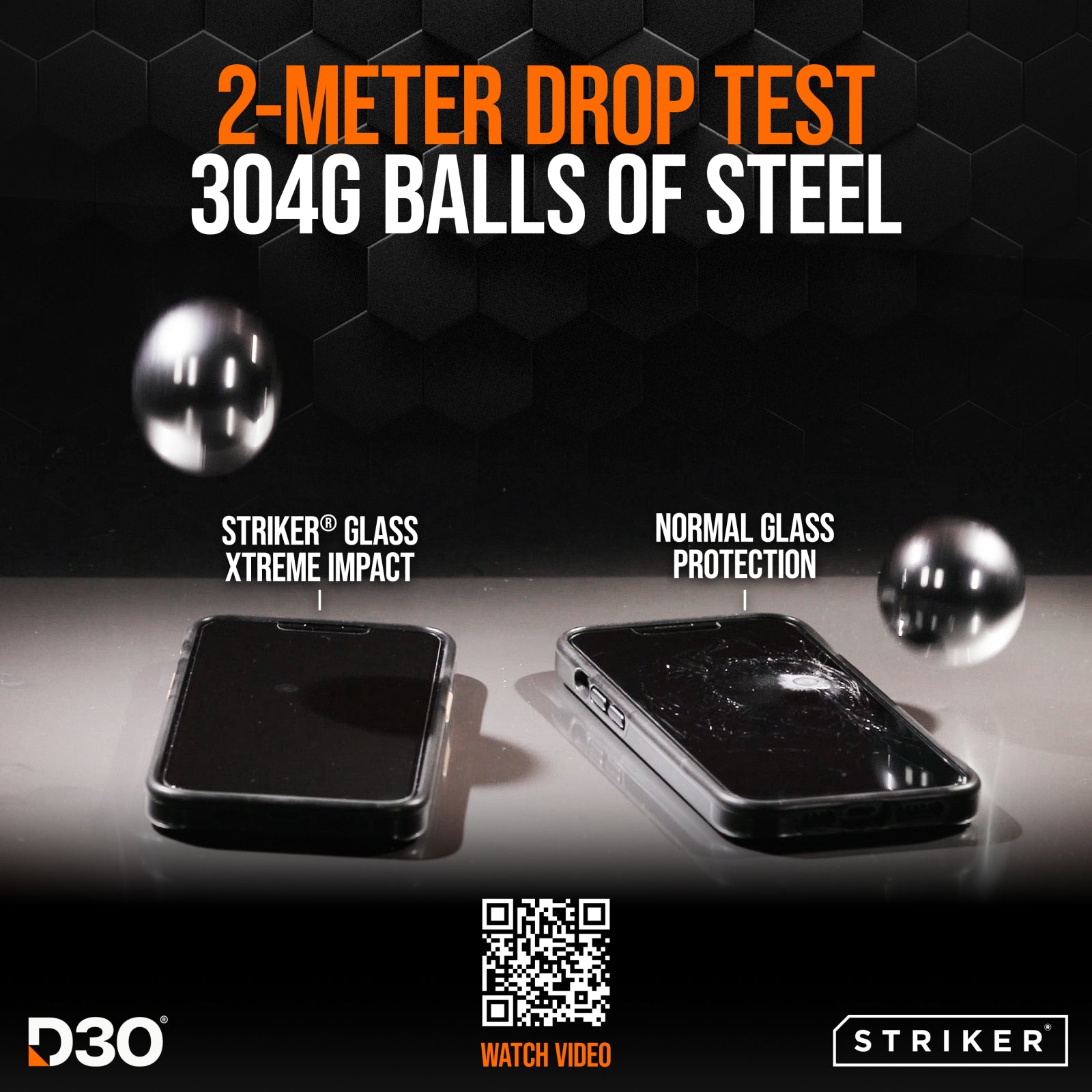 Striker D3O Xtreme Impact Privacy Glass Screen Protector - Black Frame - Apple iPhone 17e