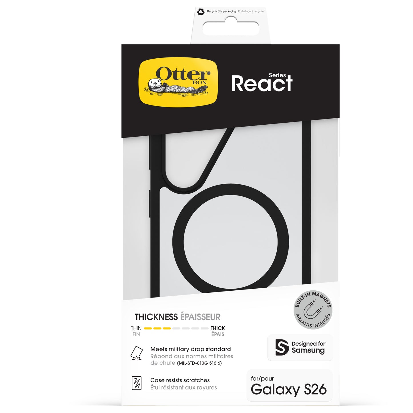 OtterBox React Magnets Series Samsung Galaxy S26 5G Clear/Black