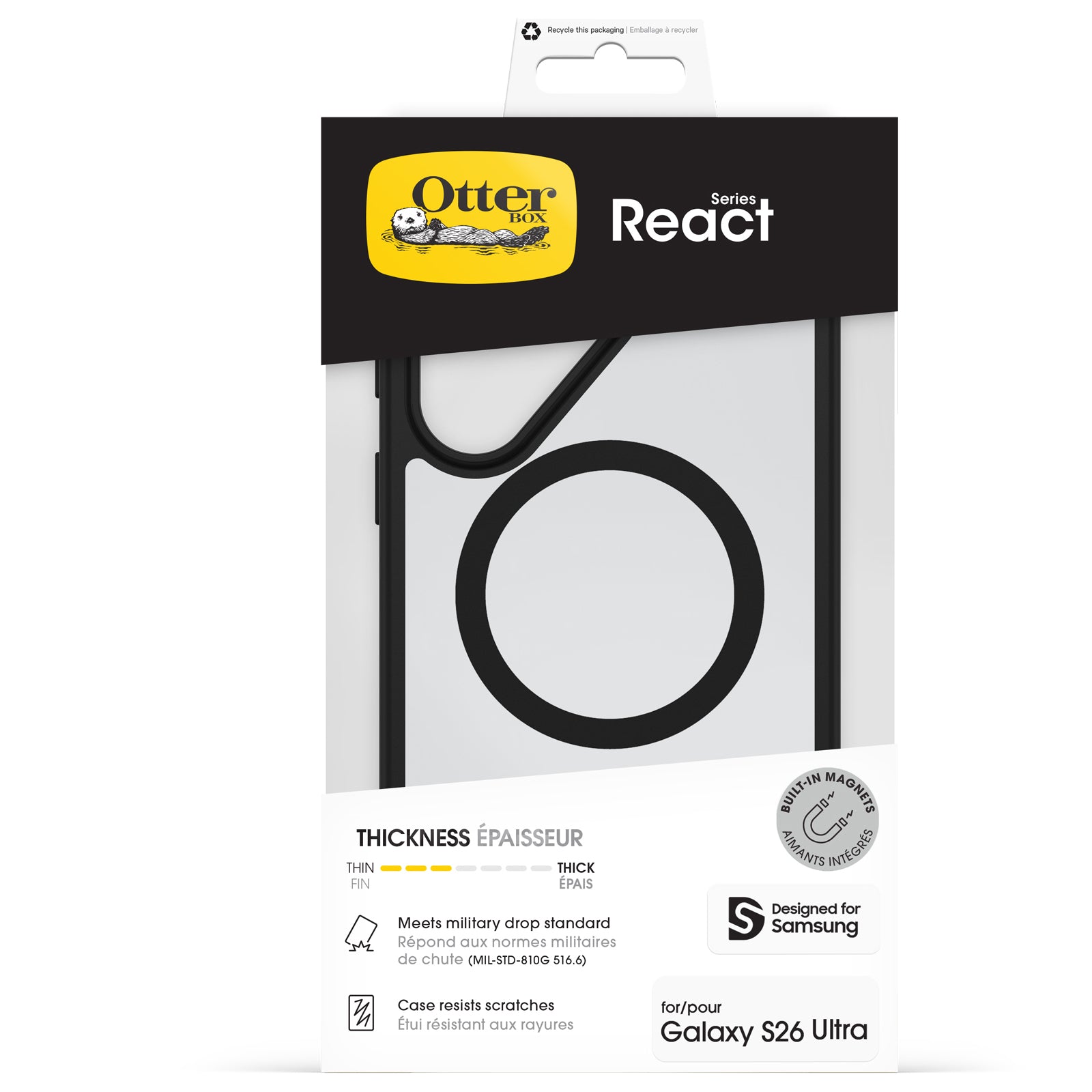 OtterBox React Magnets Series Samsung Galaxy S26 Ultra 5G Clear/Black