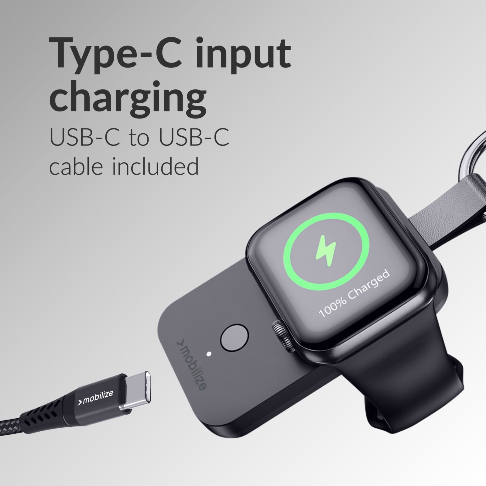Mobilize Keychain Powerbank for Apple Watch 1000mAh 3W Black