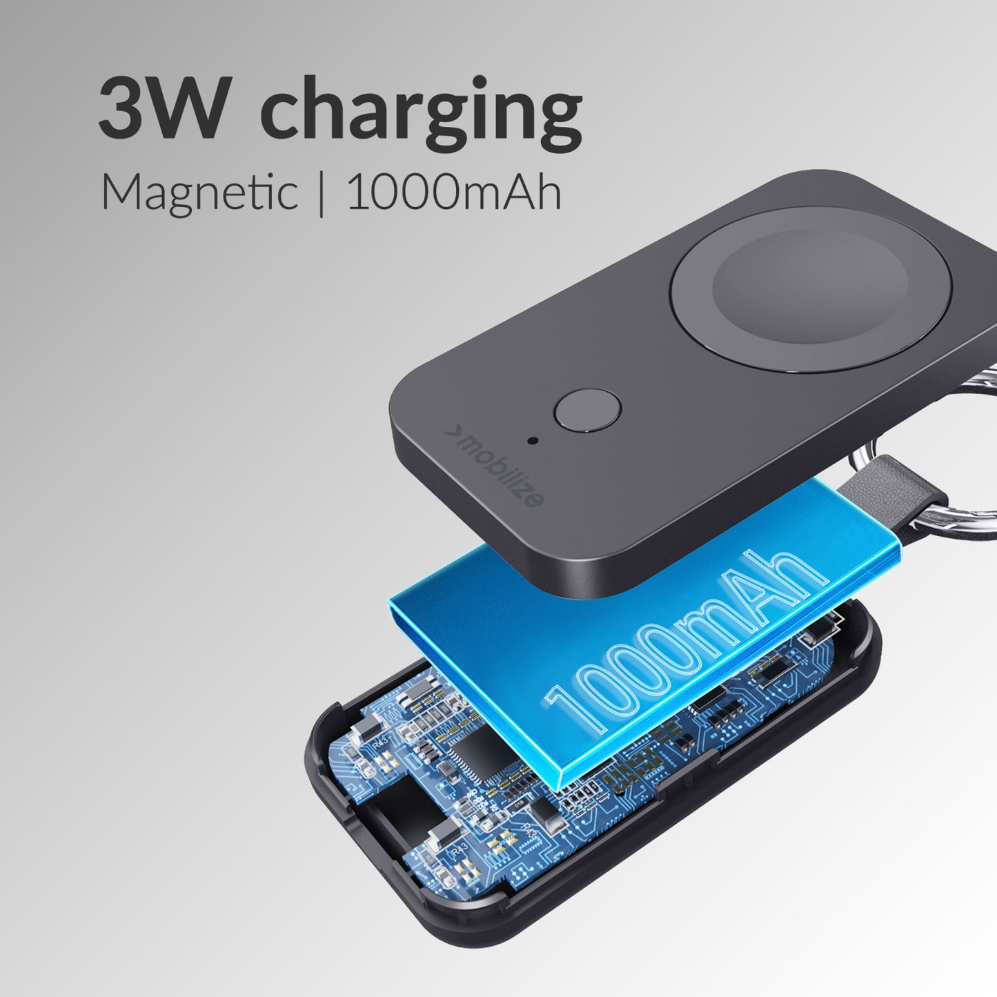 Mobilize Keychain Powerbank for Apple Watch 1000mAh 3W Black