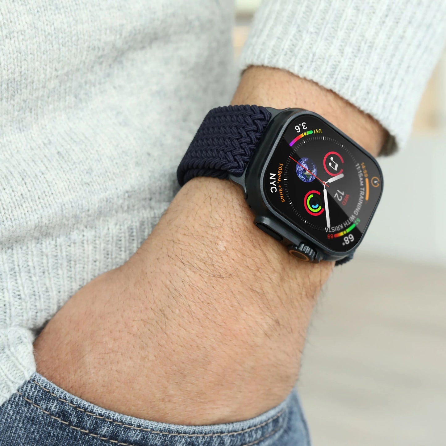 Vonmählen Woven Loop For Apple Watch 44 - 45 - 46 - 49mm One Size Black/Navy