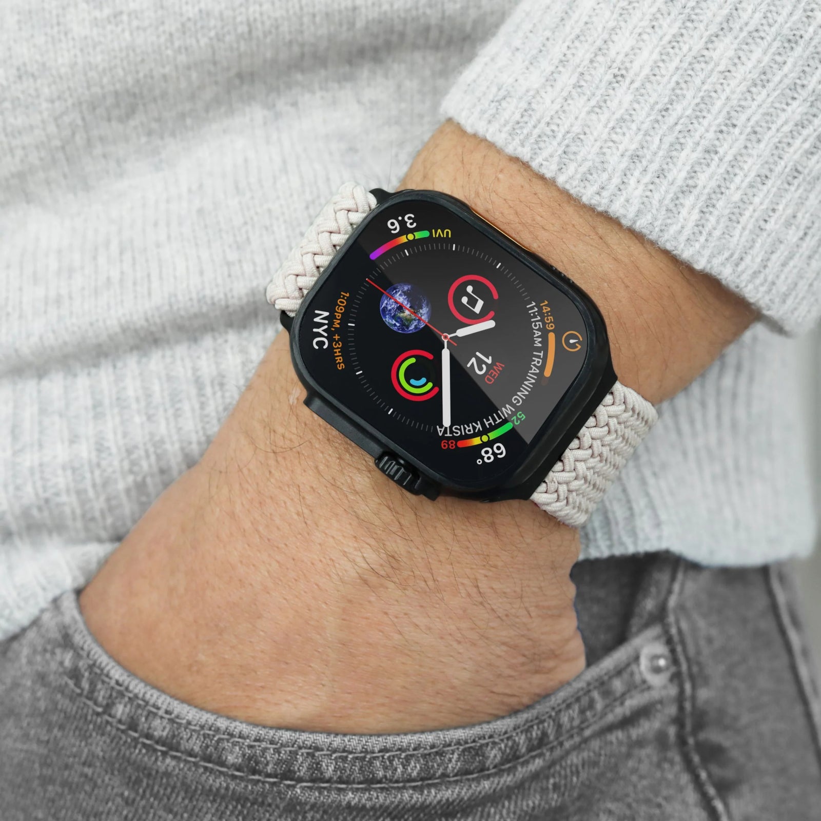 Vonmählen Woven Loop For Apple Watch 44 - 45 - 46 - 49mm One Size Black/Cream