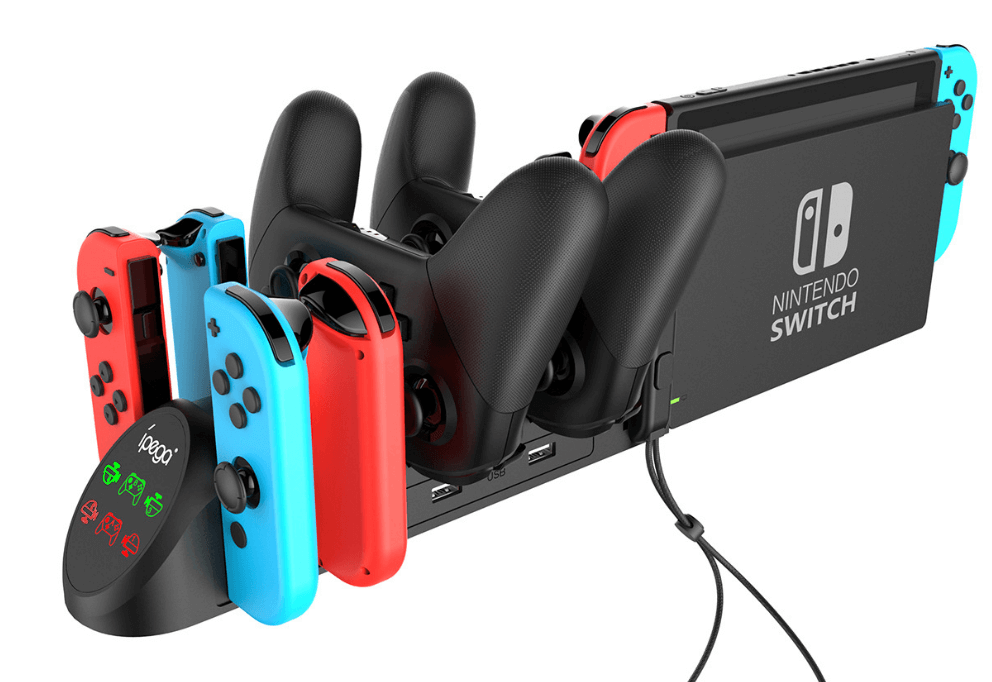 6 in 1 snellader laad station voor 2x Nintendo Switch PRO controller