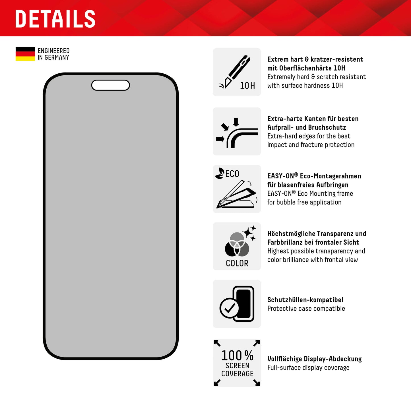 DISPLEX Privacy Glass FC Apple iPhone 15 Plus/15 Pro Max