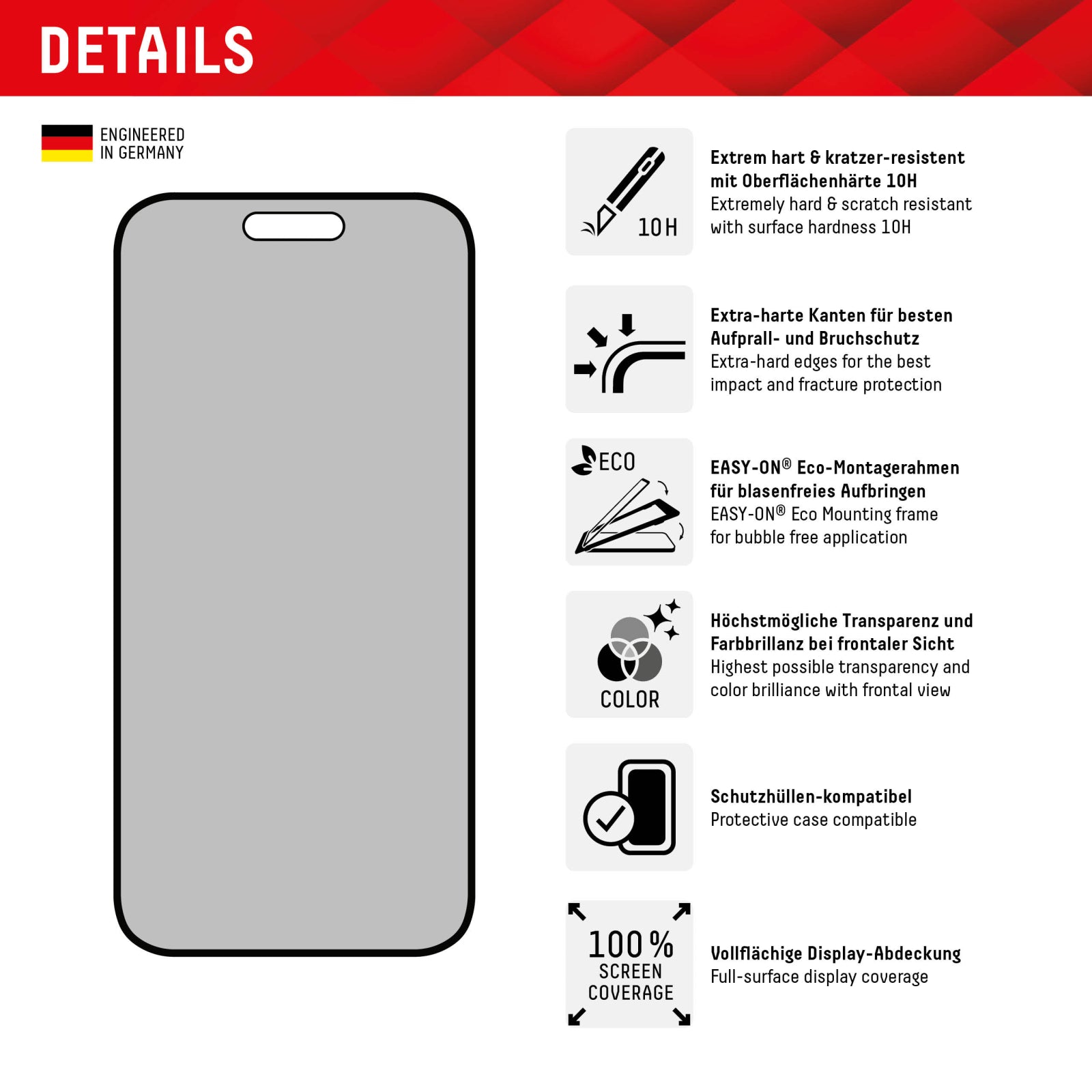 DISPLEX Privacy Glass FC Apple iPhone 15 Plus/15 Pro Max