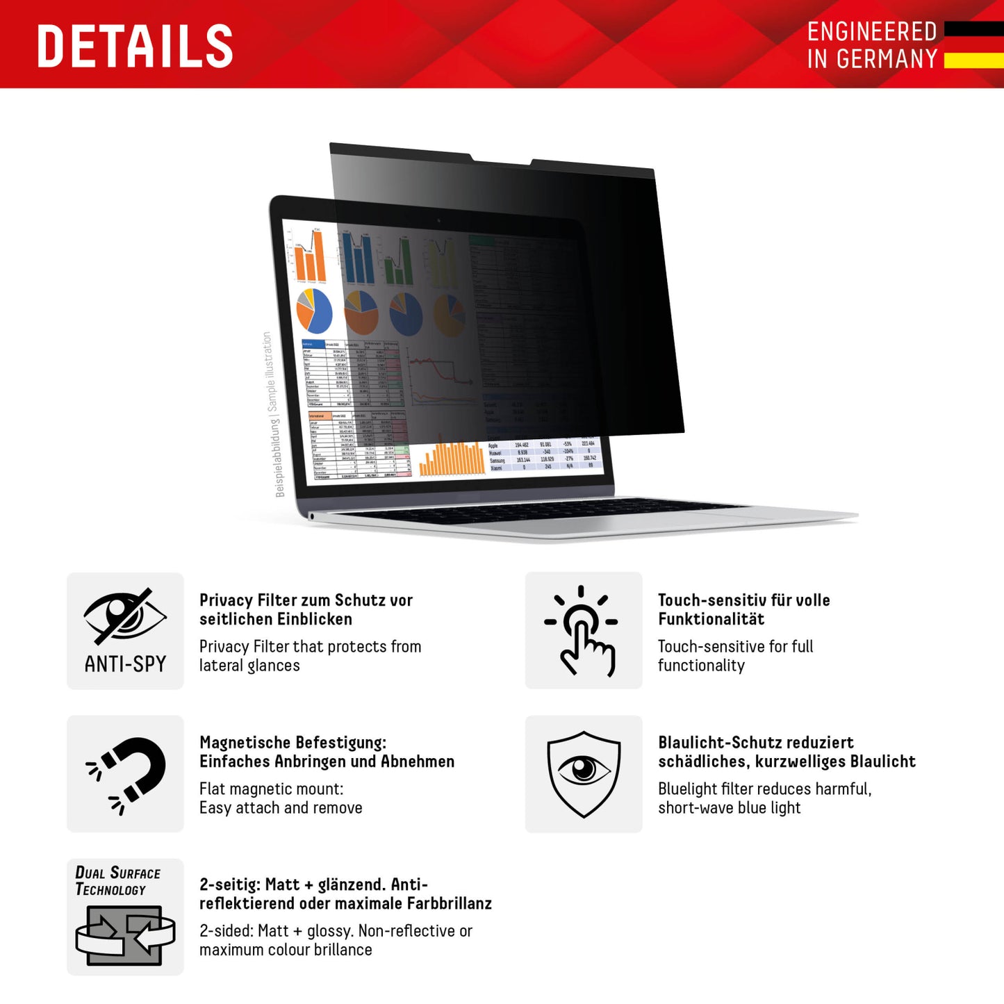 DISPLEX Privacy Safe Magnetic Laptop Universal 15.6inch 16:9