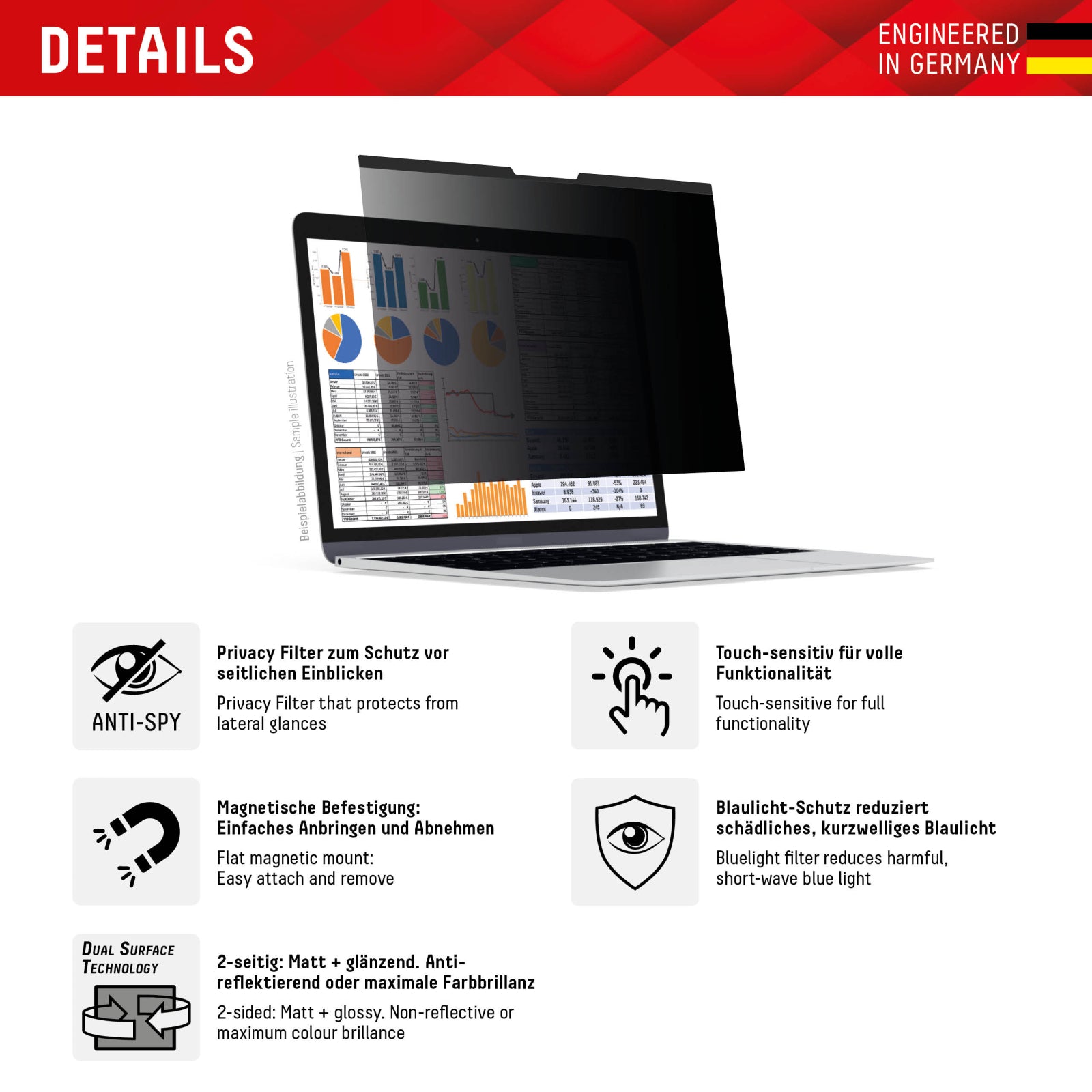DISPLEX Privacy Safe Magnetic Laptop Universal 15.6inch 16:9