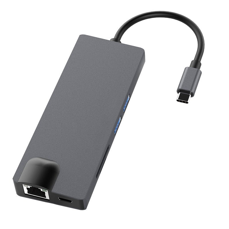 8 in 1 Dual USB 3.0 / USB-PD / HDMI / VGA / Gigabit LAN / Micro SD adapter voor USB-C