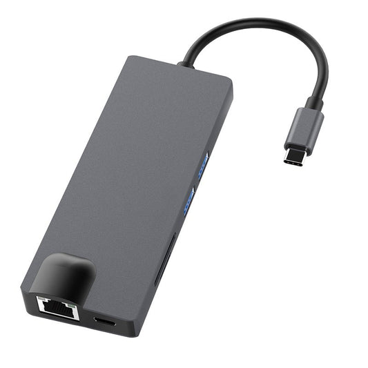 8 in 1 Dual USB 3.0 / USB-PD / HDMI / VGA / Gigabit LAN / Micro SD adapter voor USB-C