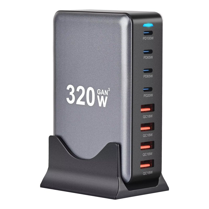 8 Poorts GaN3 (4x USB-C / 4x USB) 320W Snellader
