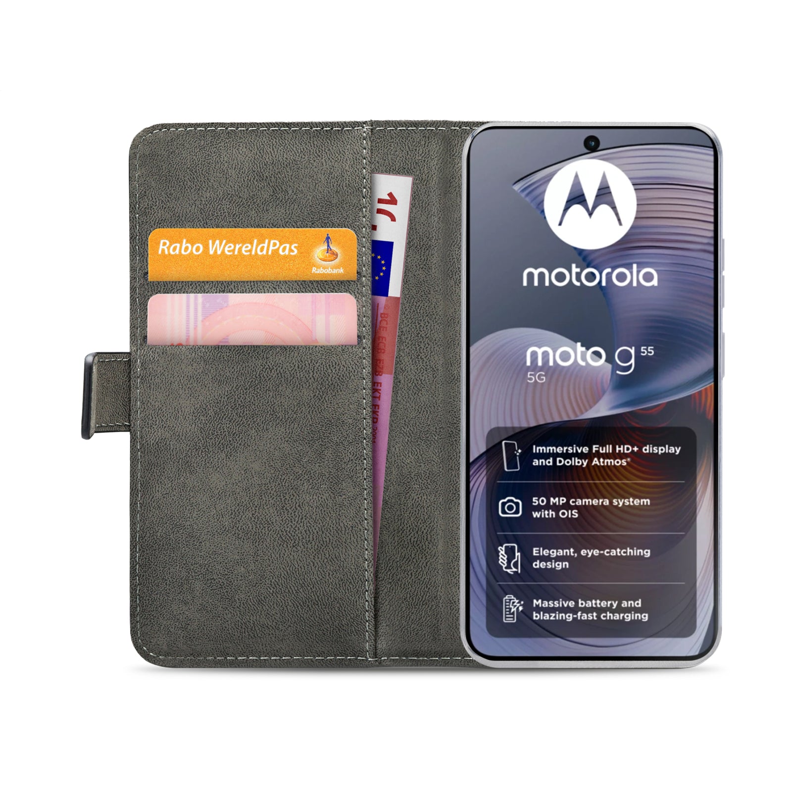 Mobilize Classic Gelly Wallet Book Case Motorola Moto G55 Black