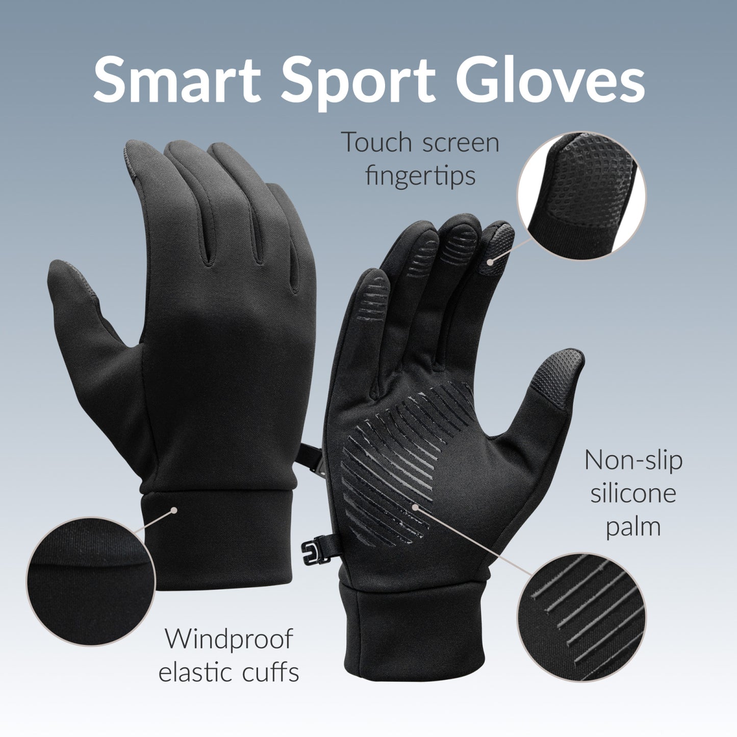 Mobilize Smart Sports Gloves (L) Black