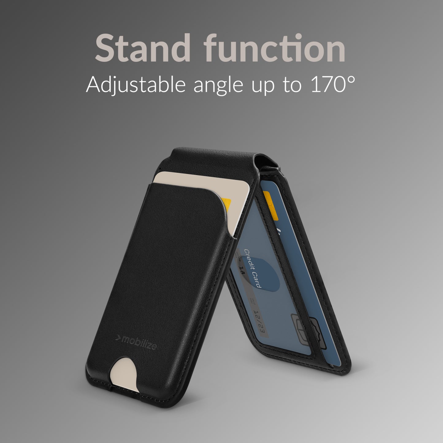 Mobilize MagSafe Compatible Magnet Card Holder with Stand Function Black