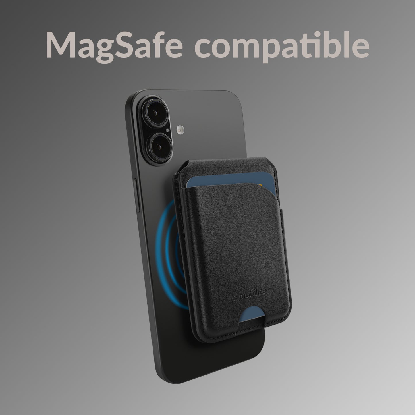 Mobilize MagSafe Compatible Magnet Card Holder with Stand Function Black