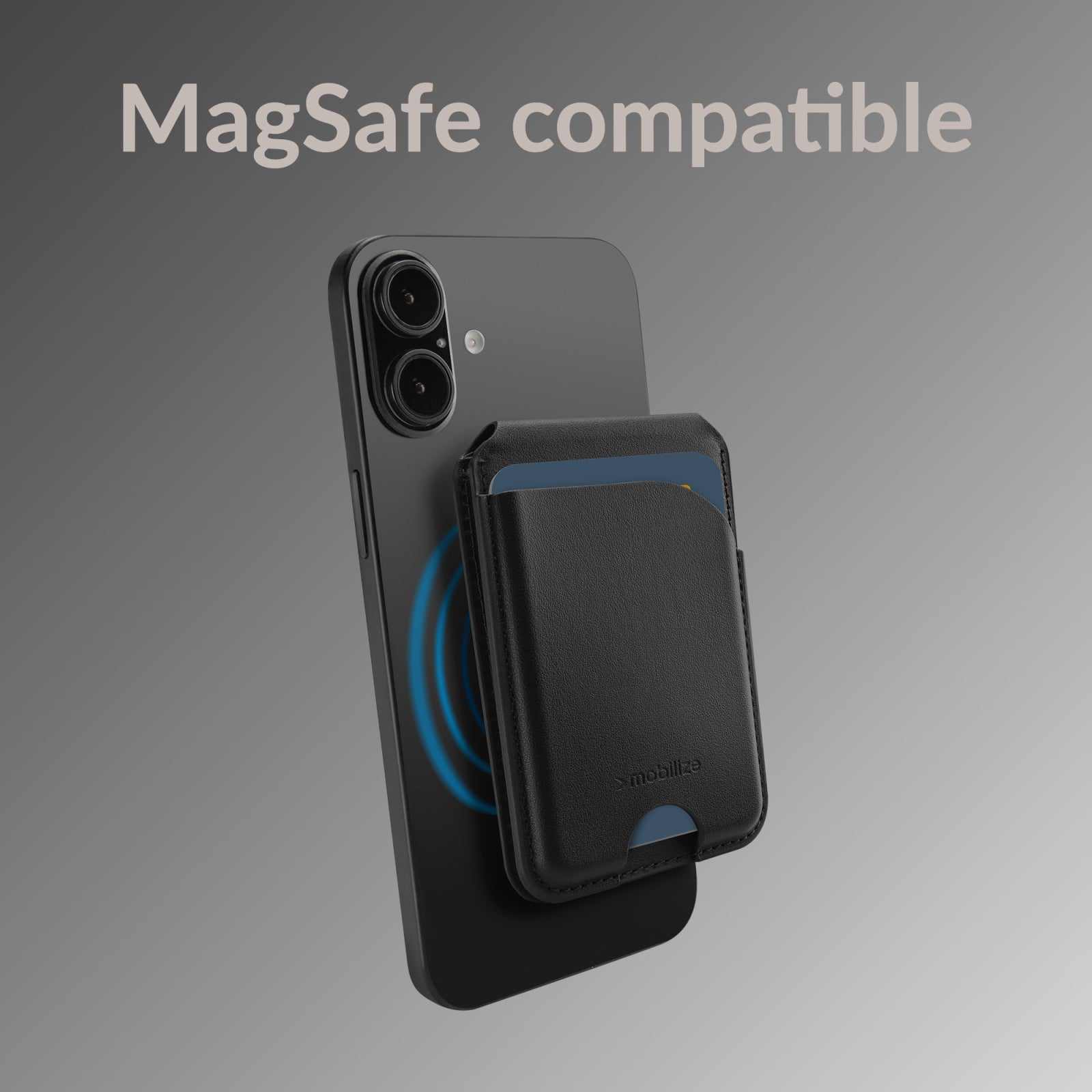 Mobilize MagSafe Compatible Magnet Card Holder with Stand Function Black