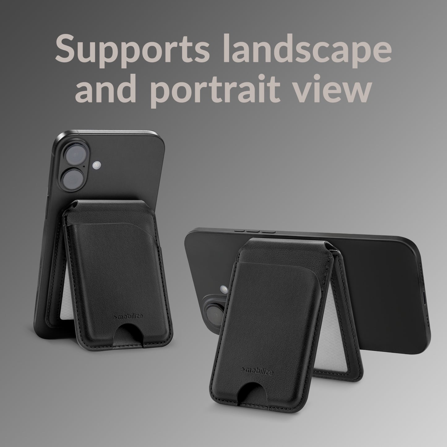 Mobilize MagSafe Compatible Magnet Card Holder with Stand Function Black