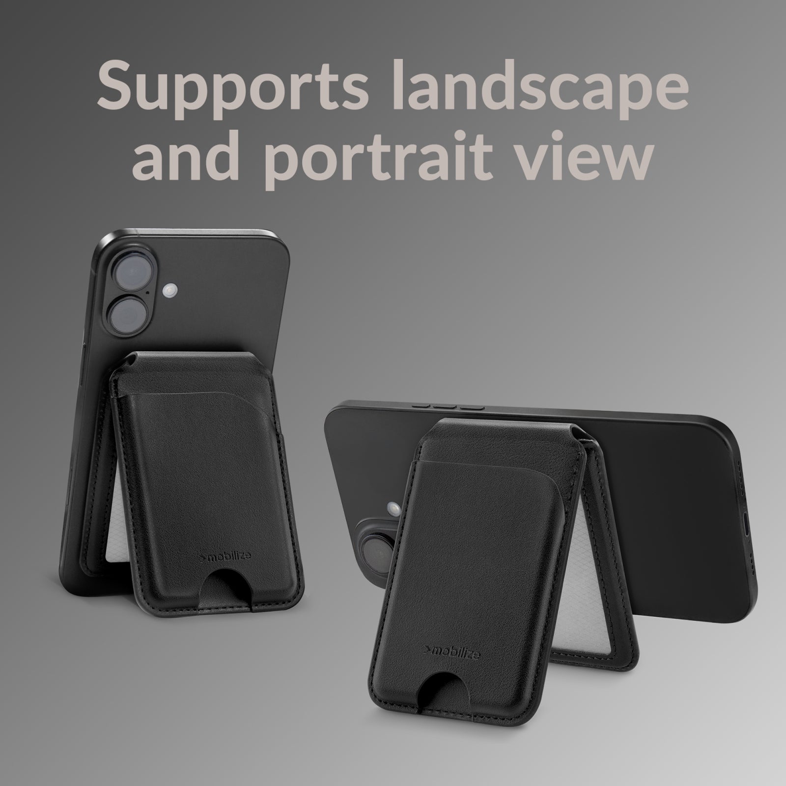 Mobilize MagSafe Compatible Magnet Card Holder with Stand Function Black