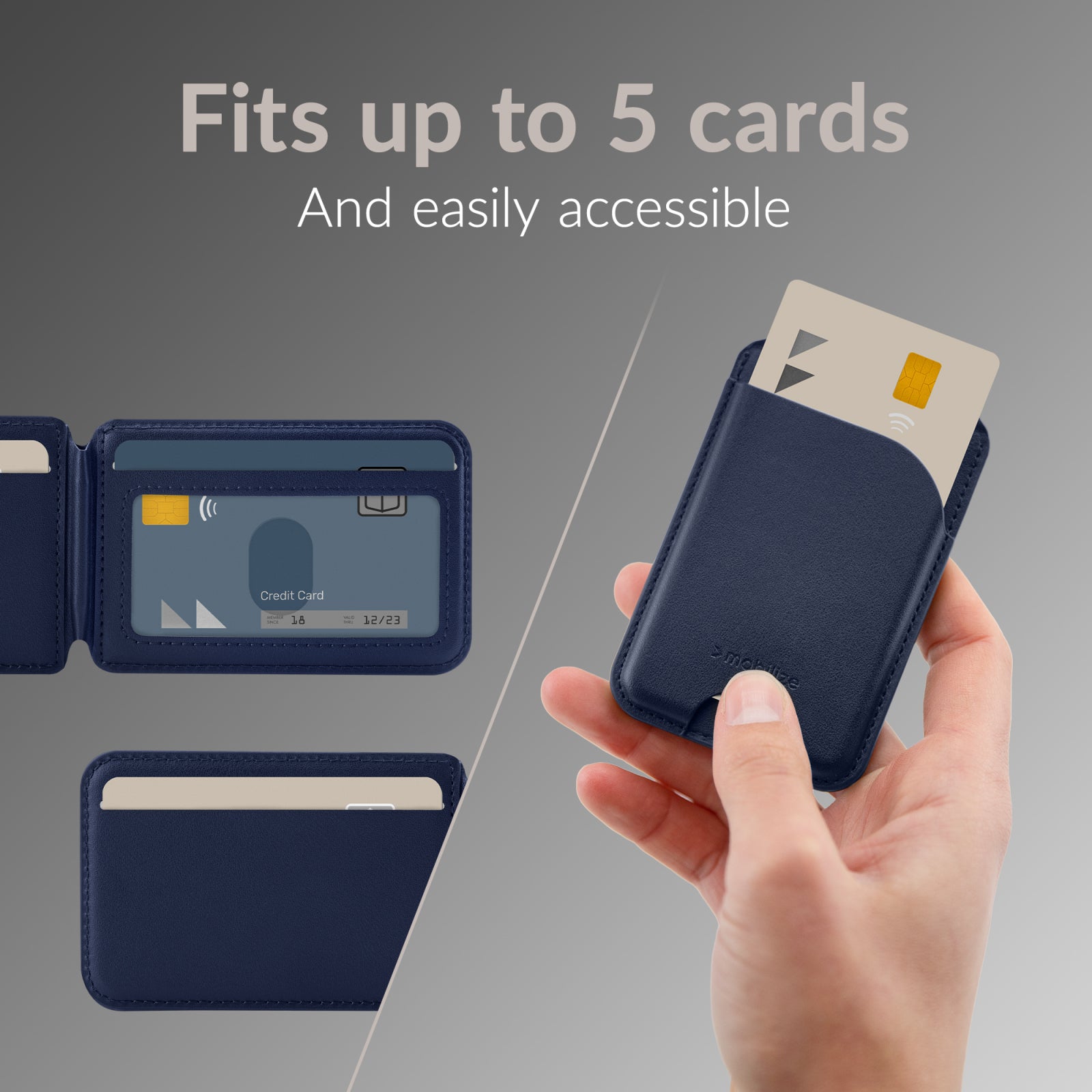 Mobilize MagSafe Compatible Magnet Card Holder with Stand Function Blue