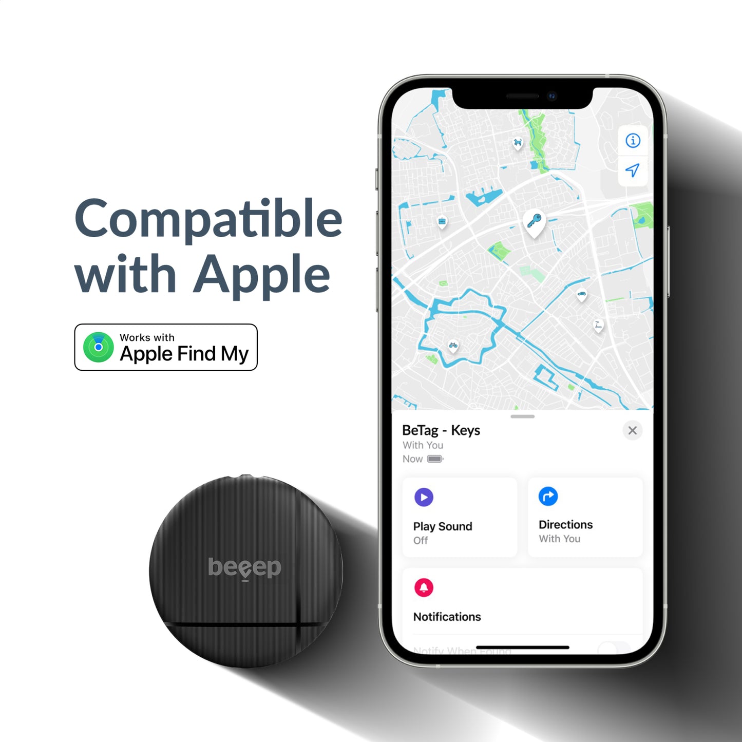 Beeep BeTag Find My Tracker Black & Taillight Reflector