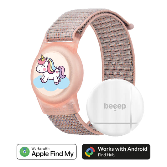 Beeep OneTag Apple Find My & Android Tracker - Kinderarmband Klettverschluss Einhorn