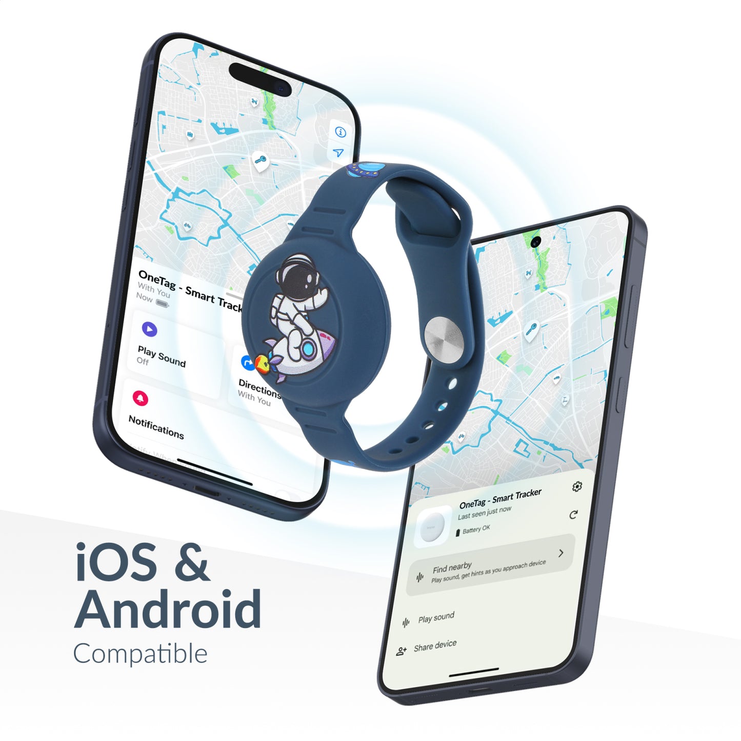 Beeep OneTag Apple Find My & Android Tracker - Kids Wristband Silicon Astronaut