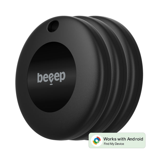 Beeep BeTag Android Tracker Schwarz & Schlüsselanhänger Schwarz - 3er-Pack